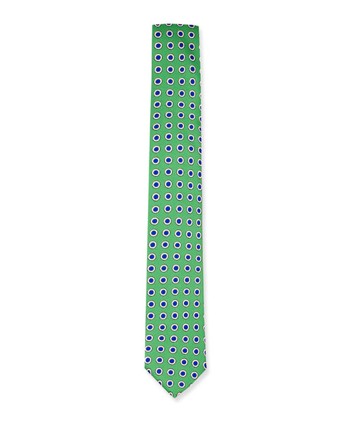 Emerald Green w/ Navy Bullseye Tie - Ezra Paul Clothing