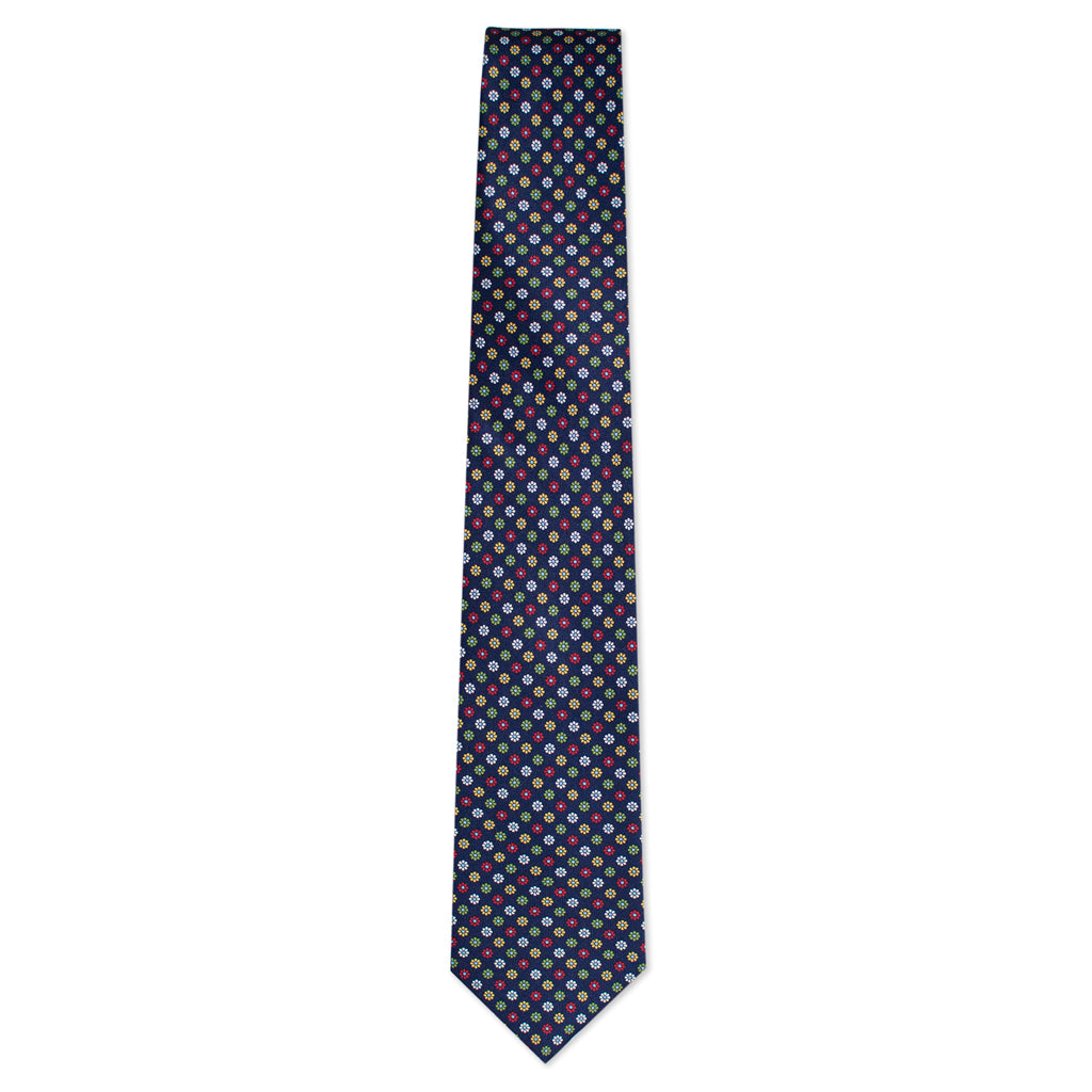 Navy and Multi-color Foulard Tie