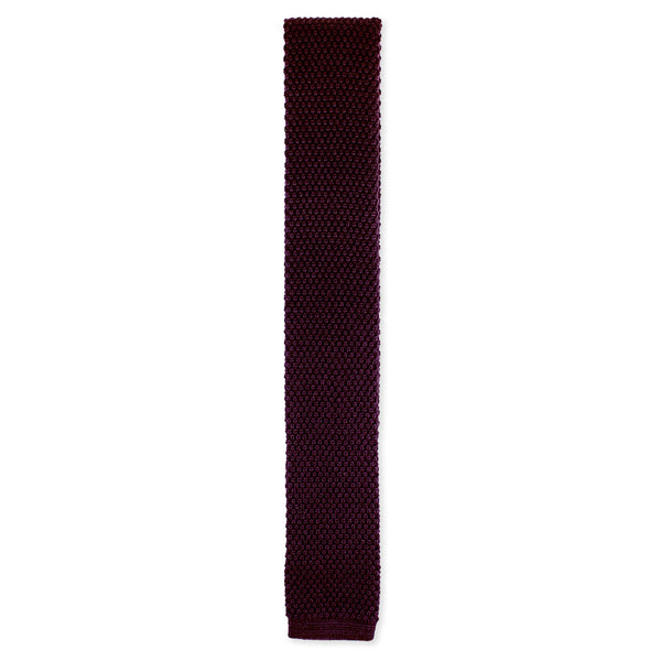 Berry knit wool tie made in Como, Italy