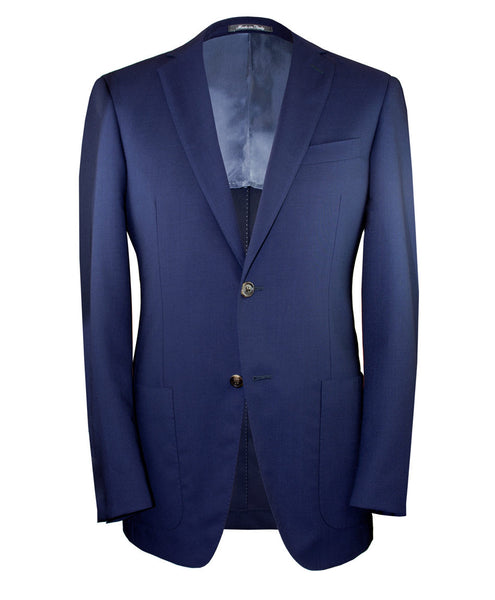 Two button navy mohair sport coat. Made in Italy and fully canvassed.