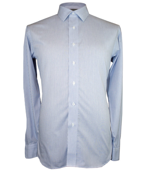 White w/ Navy Thin Stripe Shirt - Ezra Paul Clothing