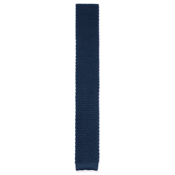 Dark royal blue navy knit tie made in Como, Italy