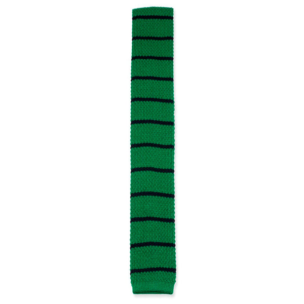 Emerald Green with Navy Stripe Knit Tie. Made in Como, Italy