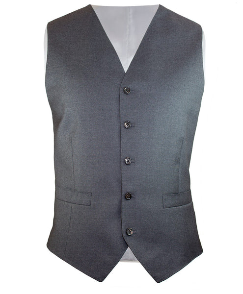 Solid Grey Gaberdine Vest - Ezra Paul Clothing