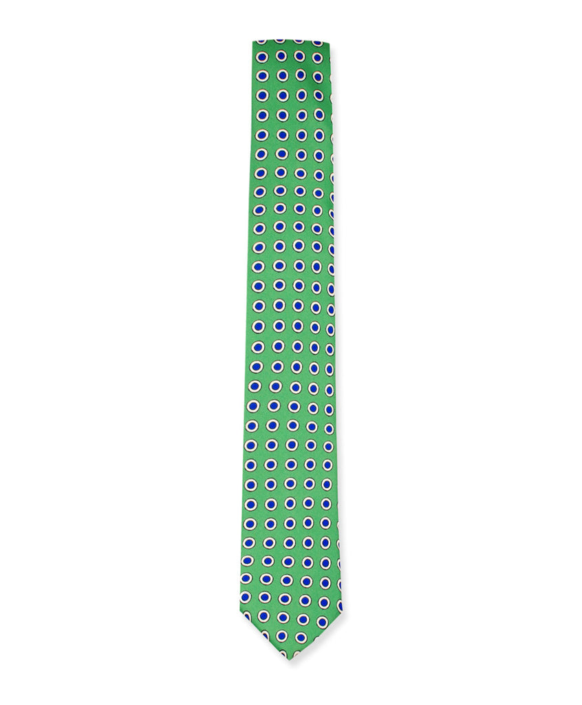 Emerald Green w/ Navy Bullseye Tie - Ezra Paul Clothing