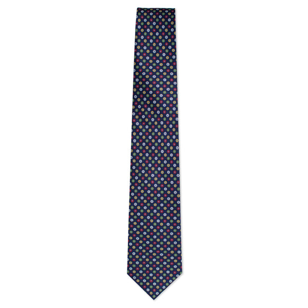 Navy and Multi-color Foulard Tie