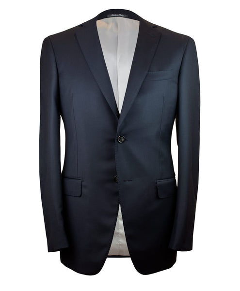 Two button navy suit. Made in Italy and fully canvassed.