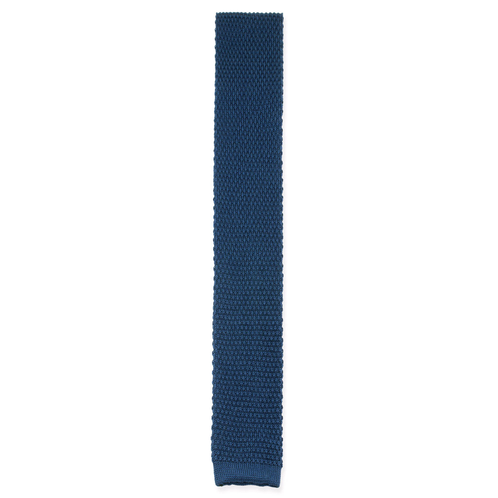 Royal blue cotton knit tie made in Como, Italy